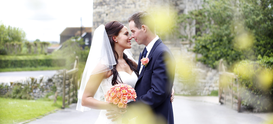 Bride and groom from above